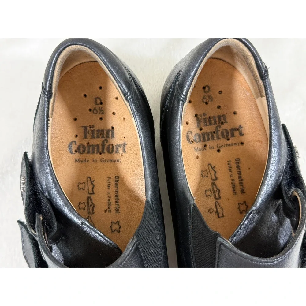 Finn Comfort Women 6.5 Black Leather Mary Jane Comfort Shoes Germany